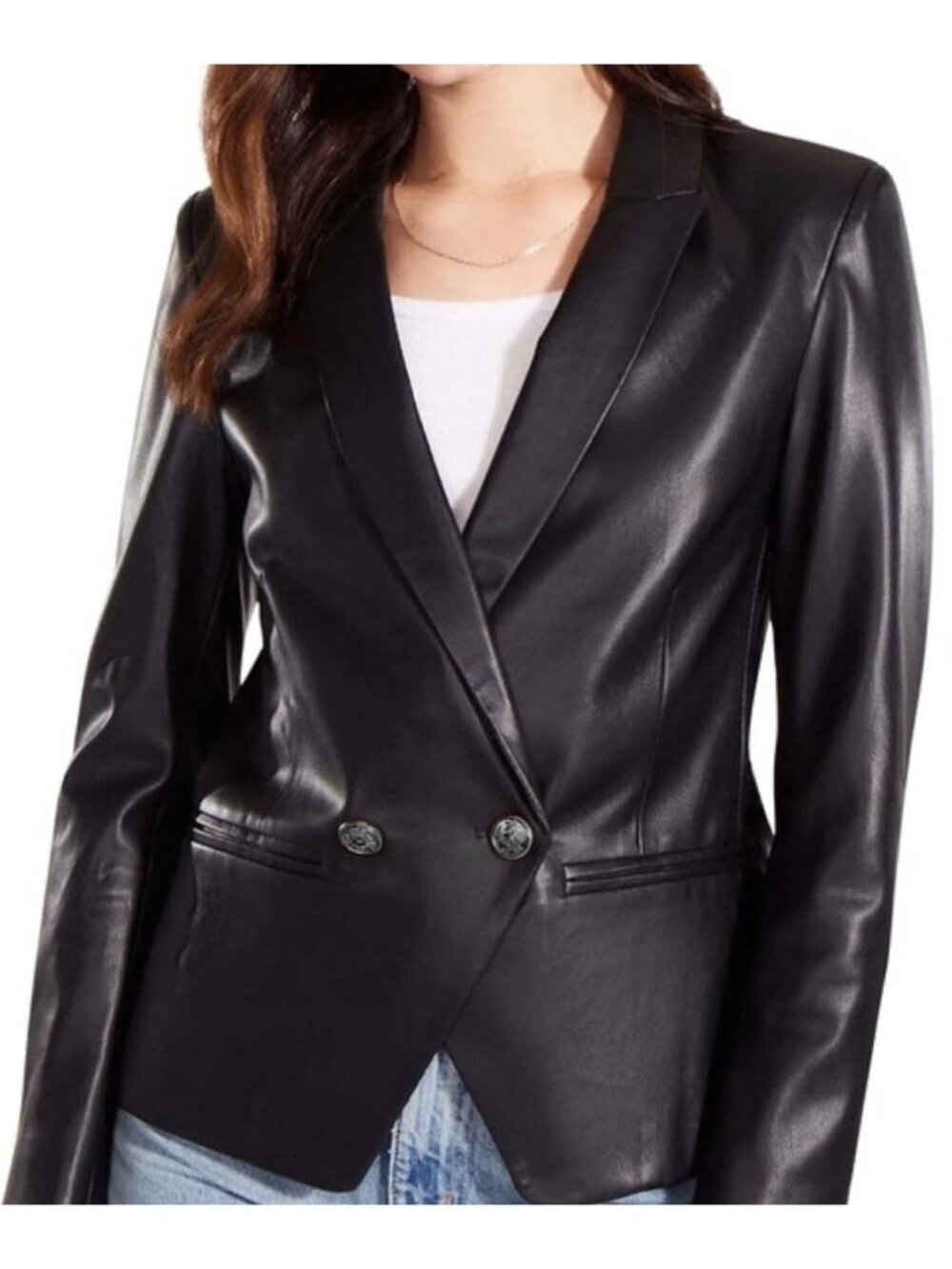 BB Dakota Steve Madden Black Faux Leather Blazer M